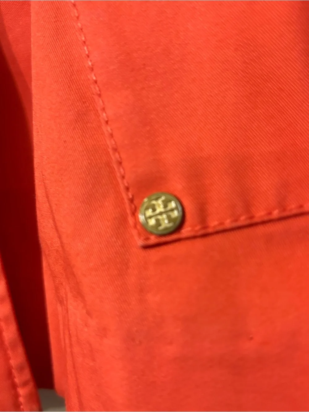 Tory Burch Bright Orange Curtis Utility Button-Front Utility Jacket